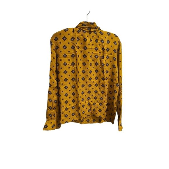 Mark Shale Vtg Gold Diamond Silk Blouse - Picture 2 of 7